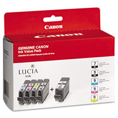 Canon 1034B010 (PGI-7/PGI-9) Ink, Black/Cyan/Magenta/Photo Black/Yellow, 5/Pack