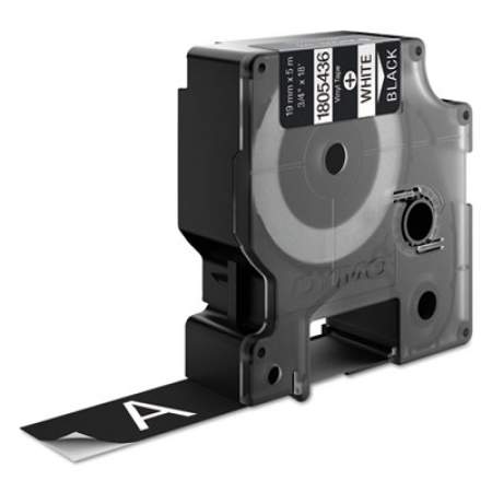 DYMO Rhino Permanent Vinyl Industrial Label Tape, 0.75" x 18 ft, Black/White Print (1805436)