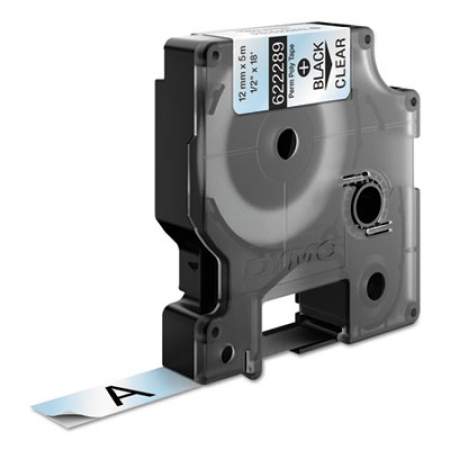 DYMO Rhino Permanent Vinyl Industrial Label Tape, 0.5" x 18 ft, Clear/Black Print (622289)