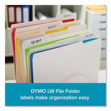 DYMO LW 1-Up File Folder, 0.56" x 3.43", White, 130/Roll, 6 Rolls/Pack (2050812)