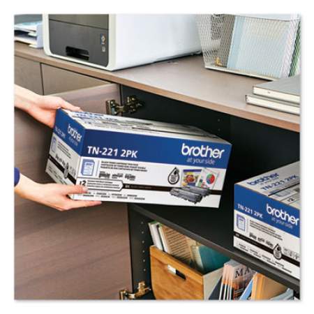 Brother TN2212PK Toner, 2,500 Page-Yield, Black, 2/Pack