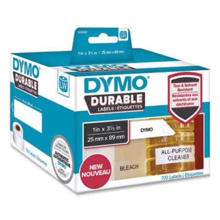 DYMO LW Durable Multi-Purpose Labels, 1" x 3.5", White, 700/Roll (24403839)
