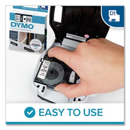 DYMO D1 High-Performance Polyester Removable Label Tape, 0.5" x 23 ft, Black on Red (45017)