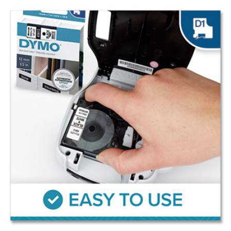 DYMO D1 High-Performance Polyester Removable Label Tape, 0.5" x 23 ft, White on Clear (45020)