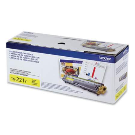 Brother TN221Y Toner, 1,400 Page-Yield, Yellow