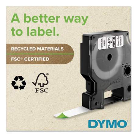 DYMO D1 High-Performance Polyester Permanent Label Tape, 0.75" x 18 ft, Black on White (16956)