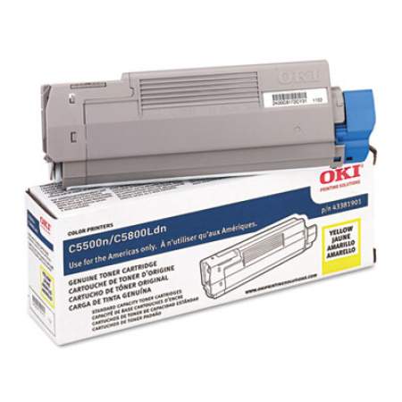 Oki 43381901 Toner (Type C8), 2,000 Page-Yield, Yellow