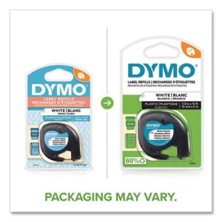 DYMO LetraTag Plastic Label Tape Cassette, 0.5" x 13 ft, White (91331)