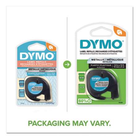 DYMO LetraTag Metallic Label Tape Cassette, 0.5" x 13 ft, Silver (91338)