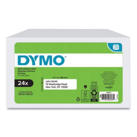 DYMO LW Address Labels, 1.13" x 3.5", White, 350/Roll, 24 Rolls/Pack (2050813)