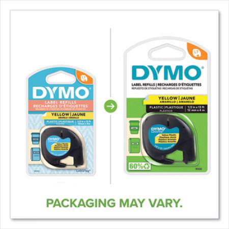 DYMO LetraTag Plastic Label Tape Cassette, 0.5" x 13 ft, Yellow (91332)