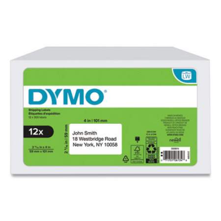 DYMO LW Shipping Labels, 2.31" x 4", White, 300/Roll, 12 Rolls/Pack (2050816)
