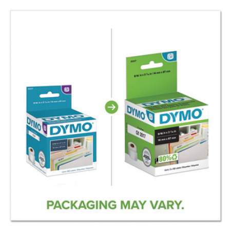 DYMO LabelWriter 1-UP File Folder Labels, 0.56" x 3.43", White, 130/Roll, 2 Rolls/Pack (30327)