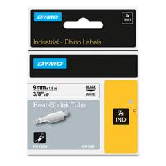 DYMO Rhino Heat Shrink Tubes Industrial Label Tape, 0.37" x 5 ft, White/Black Print (18053)