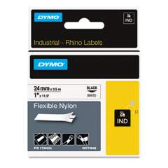 DYMO Rhino Flexible Nylon Industrial Label Tape, 1" x 11.5 ft, White/Black Print (1734524)