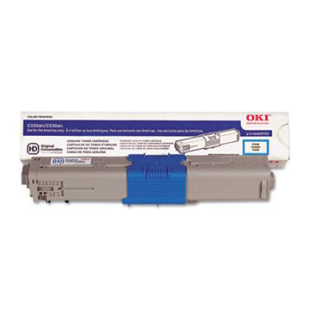 Oki 44469703 Toner, 3,000 Page Yield, Cyan