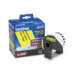 Brother Continuous Film Label Tape, 2.4" x 50 ft Roll, Yellow (DK2606)