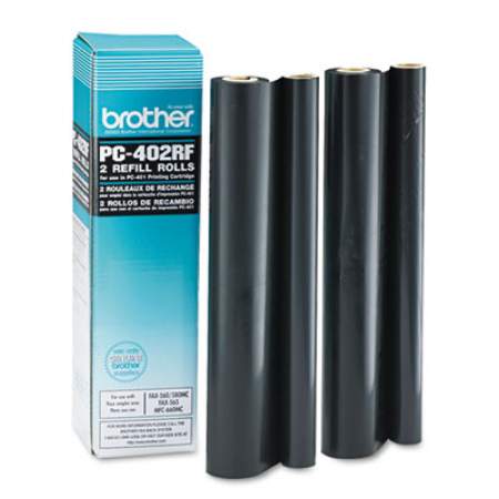 Brother PC-402RF Thermal Transfer Refill Roll, 150 Page-Yield, Black, 2/Pack