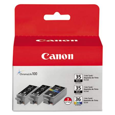 Canon 1509B007 (CLI-36) Ink, Black/Tri-Color, 3/Pack