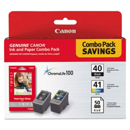 Canon 0615B009 (PG-40; CL-41) ChromaLife100+ Ink/Paper Combo, Black/Tri-Color