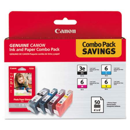 Canon 4479A292 (BCI-3E/BCI-6) Ink and Paper Combo Pack, Black/Cyan/Magenta/Yellow
