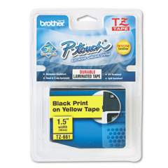 Brother P-Touch TZe Standard Adhesive Laminated Labeling Tape, 1.4" x 26.2 ft, Black on Yellow (TZE661)