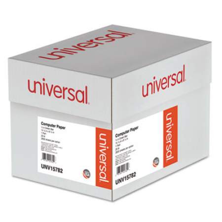 Universal Printout Paper, 1-Part, 20lb, 14.88 x 8.5, White/Green Bar, 2,600/Carton (15782)