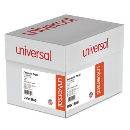 Universal Printout Paper, 1-Part, 15lb, 14.88 x 11, White/Green Bar, 3,000/Carton (15850)