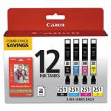 Canon 6513B010 (CLI-251) Ink and Paper Combo Pack, Black/Cyan/Magenta/Yellow