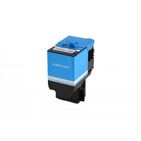 Compatible Lexmark 80C1HC0 Return Program High-Yield Toner, 3,000 Page-Yield, Cyan