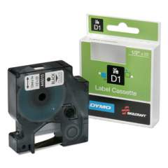 AbilityOne 7510016576747, Dymo/SKILCRAFT Label Cassette, 0.5" x 23 ft, Black/Clear