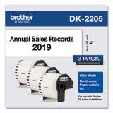 Brother Continuous Paper Label Tape, 2.4" x 100 ft, White, 3 Rolls/Pack (DK22053PK)