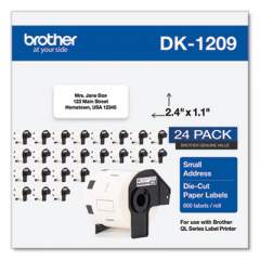 Brother Die-Cut Address Labels, 1.1 x 2.4, White, 800/Roll, 24 Rolls/Pack (DK120924PK)