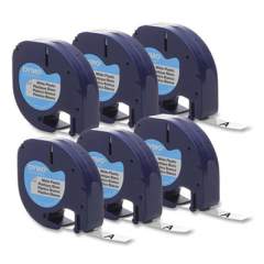 DYMO LetraTag Plastic Label Tape Cassette, 0.5" x 13 ft, White, 6/Pack (24404694)