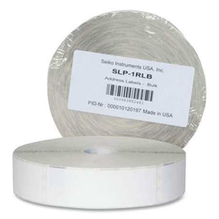 Seiko SLP-1RLB Bulk Address Labels, Requires SLP-TRAY650, 1.12" x 3.5", White, 1000 Labels/Roll