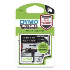 DYMO D1 Durable Labels, 0.5" x 10 ft, White on Black (2125347)