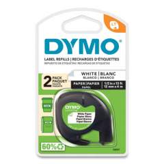 DYMO LetraTag Paper Label Tape Cassettes, 0.5" x 13 ft, White, 2/Pack (10697)