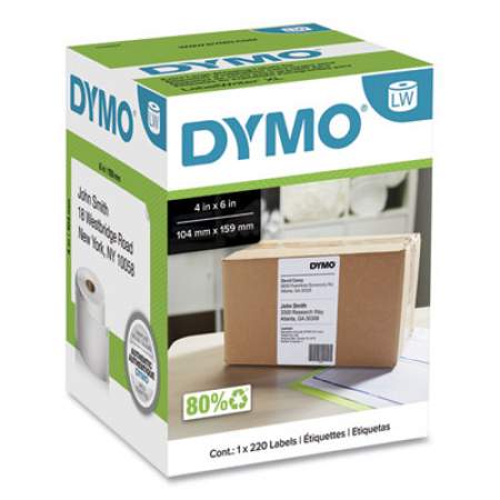 DYMO LabelWriter Shipping Labels, 4" x 6", White, 220 Labels/Roll (1744907)
