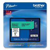 Brother P-Touch TZe Laminated Removable Label Tapes, 0.94" x 26.2 ft, Black on Green (TZE751CS)